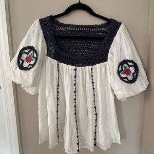 CLEOBELLA NAVI CROCHETED BOHEMIAN BLOUSE SIZE SMALL
